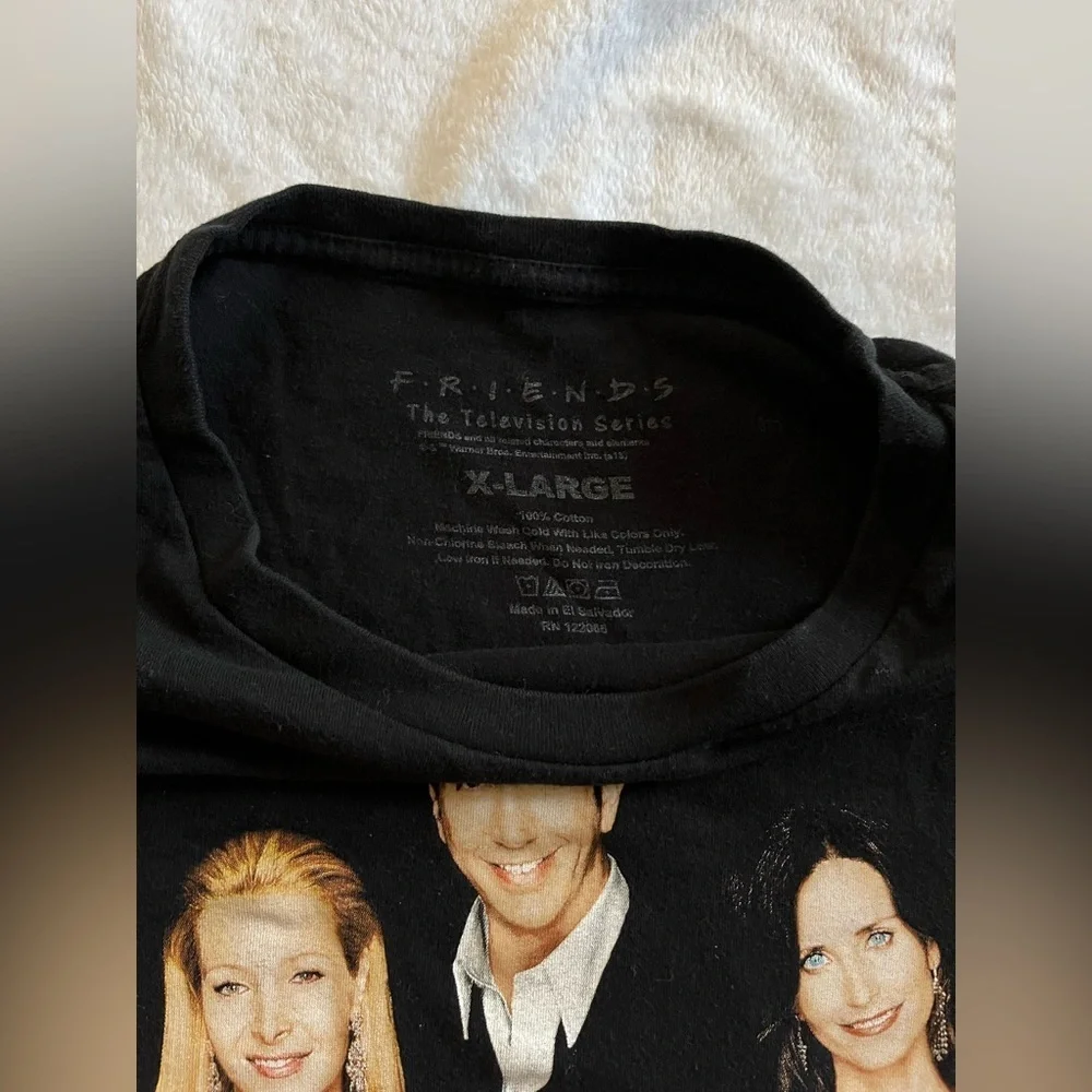 FRIENDS graphic 90s retro throwback black unisex crew neck T-shirt size XL